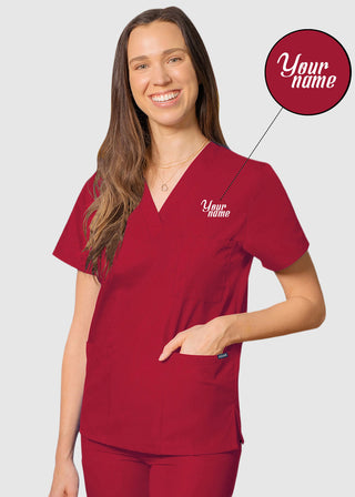 Free Embroidery Unisex V-Neck Three Pockets Nursing Scrub Top