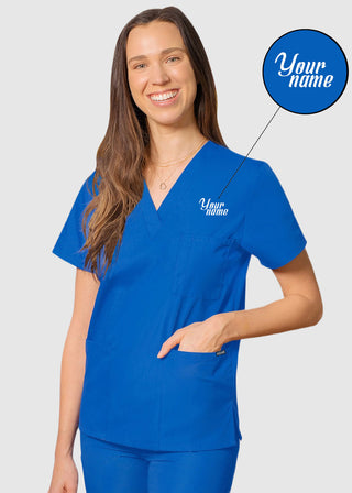 Free Embroidery Unisex V-Neck Three Pockets Nursing Scrub Top