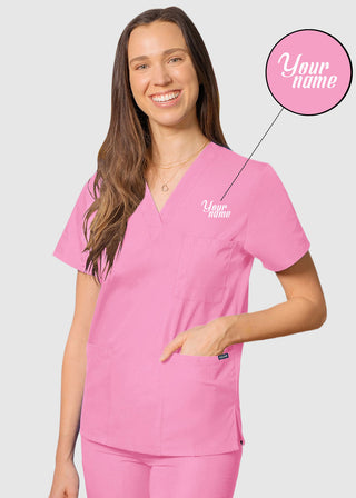 Free Embroidery Unisex V-Neck Three Pockets Nursing Scrub Top