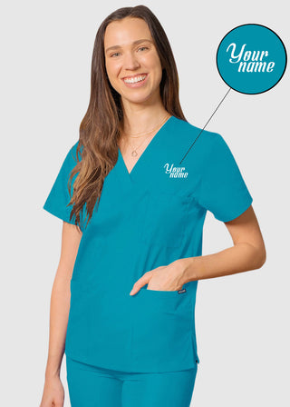 Free Embroidery Unisex V-Neck Three Pockets Nursing Scrub Top
