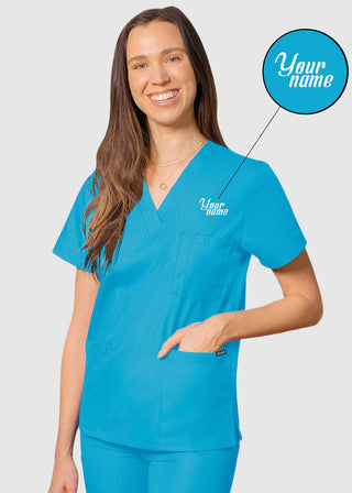 Free Embroidery Unisex V-Neck Three Pockets Nursing Scrub Top