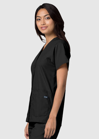 Adar Women's Nurses Double Pocket Snap Front Scrub Top
