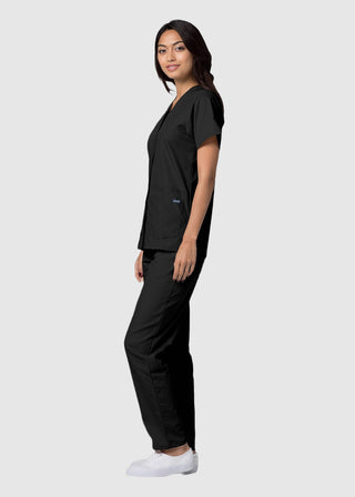 Adar Women's Nurses Double Pocket Snap Front Scrub Top