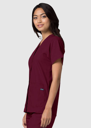 Adar Women's Nurses Double Pocket Snap Front Scrub Top