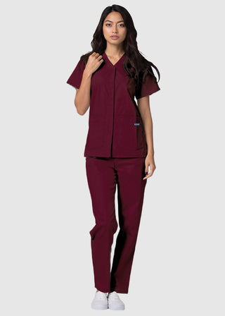 Adar Women's Nurses Double Pocket Snap Front Scrub Top