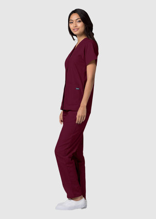Adar Women's Nurses Double Pocket Snap Front Scrub Top