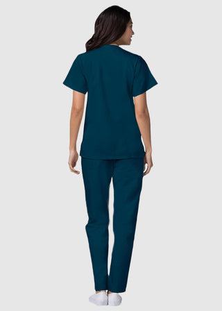 Adar Women's Nurses Double Pocket Snap Front Scrub Top