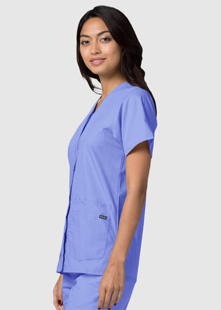 Adar Women's Nurses Double Pocket Snap Front Scrub Top