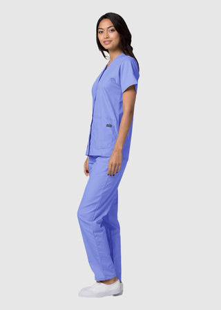 Adar Women's Nurses Double Pocket Snap Front Scrub Top