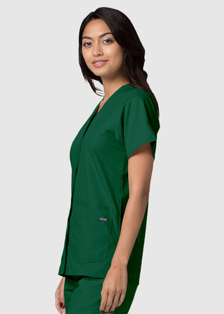 Adar Women's Nurses Double Pocket Snap Front Scrub Top