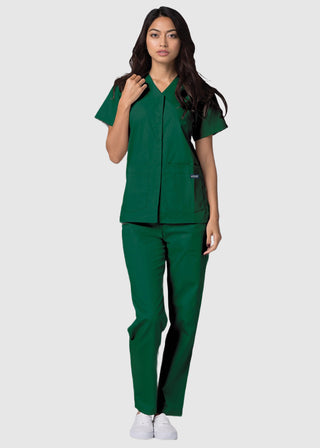 Adar Women's Nurses Double Pocket Snap Front Scrub Top