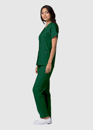 Adar Women's Nurses Double Pocket Snap Front Scrub Top