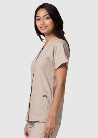 Adar Women's Nurses Double Pocket Snap Front Scrub Top