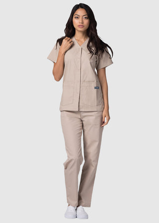Adar Women's Nurses Double Pocket Snap Front Scrub Top