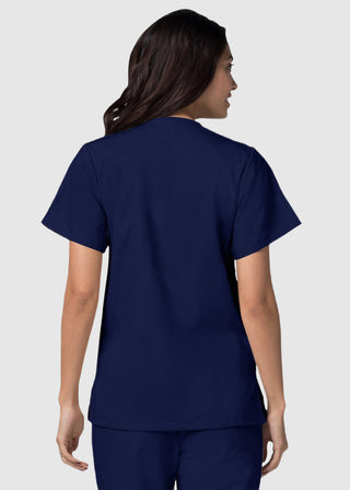 Adar Women's Nurses Double Pocket Snap Front Scrub Top