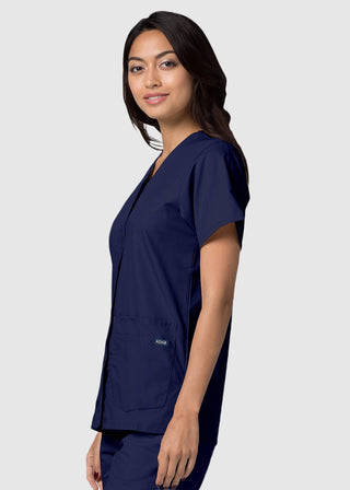 Adar Women's Nurses Double Pocket Snap Front Scrub Top