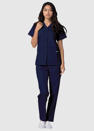 Adar Women's Nurses Double Pocket Snap Front Scrub Top