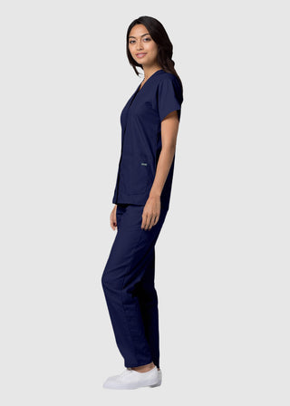 Adar Women's Nurses Double Pocket Snap Front Scrub Top