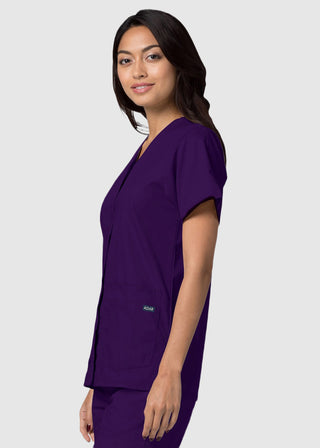 Adar Women's Nurses Double Pocket Snap Front Scrub Top