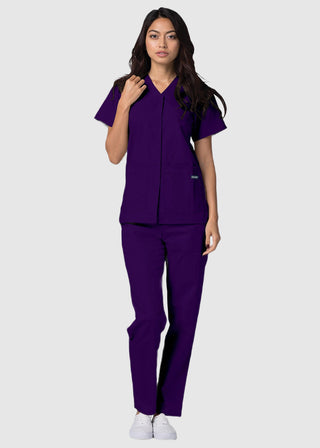 Adar Women's Nurses Double Pocket Snap Front Scrub Top