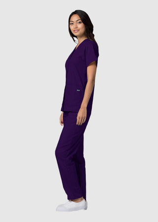 Adar Women's Nurses Double Pocket Snap Front Scrub Top