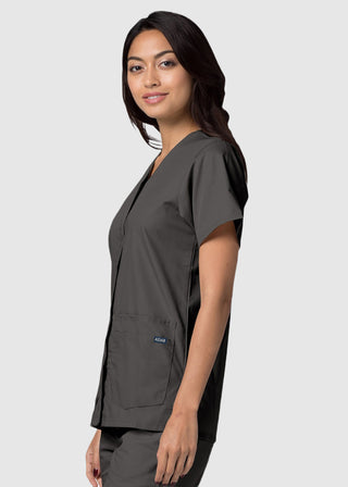Adar Women's Nurses Double Pocket Snap Front Scrub Top