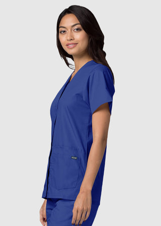 Adar Women's Nurses Double Pocket Snap Front Scrub Top