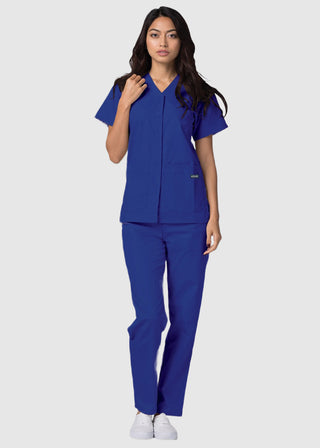 Adar Women's Nurses Double Pocket Snap Front Scrub Top
