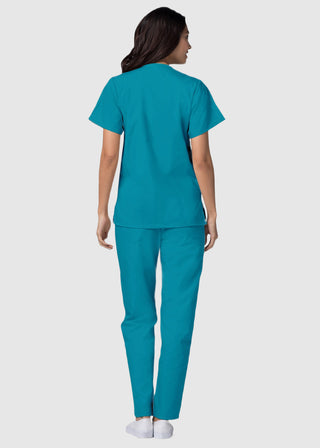 Adar Women's Nurses Double Pocket Snap Front Scrub Top