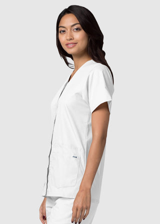 Adar Women's Nurses Double Pocket Snap Front Scrub Top