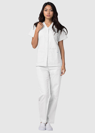Adar Women's Nurses Double Pocket Snap Front Scrub Top