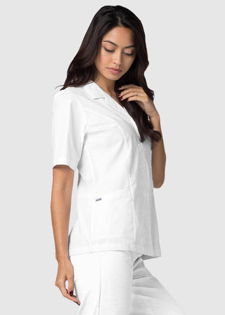 Adar Women Two Pockets Lapel Collared White Scrubs Tops