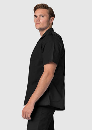 Adar Men Zippered Short Sleeve Multi Pocket Scrub Jacket