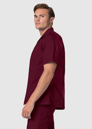 Adar Men Zippered Short Sleeve Multi Pocket Scrub Jacket