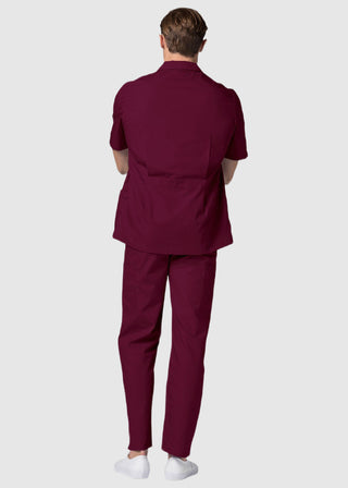 Adar Men Zippered Short Sleeve Multi Pocket Scrub Jacket