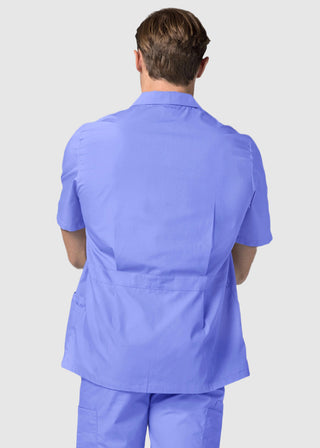 Adar Men Zippered Short Sleeve Multi Pocket Scrub Jacket