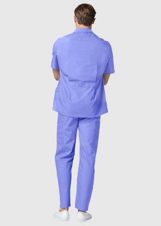 Adar Men Zippered Short Sleeve Multi Pocket Scrub Jacket