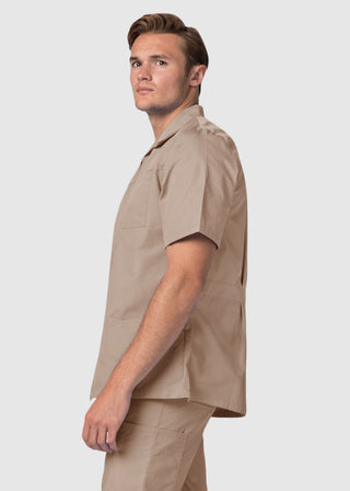 Adar Men Zippered Short Sleeve Multi Pocket Scrub Jacket