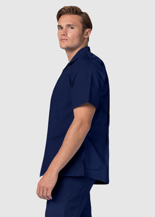 Adar Men Zippered Short Sleeve Multi Pocket Scrub Jacket