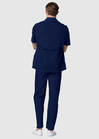 Adar Men Zippered Short Sleeve Multi Pocket Scrub Jacket