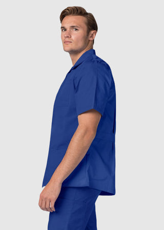 Adar Men Zippered Short Sleeve Multi Pocket Scrub Jacket