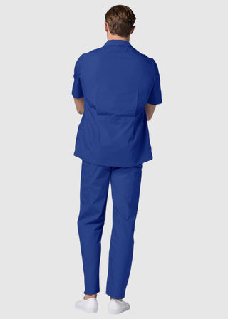 Adar Men Zippered Short Sleeve Multi Pocket Scrub Jacket