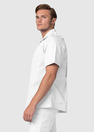 Adar Men Zippered Short Sleeve Multi Pocket Scrub Jacket