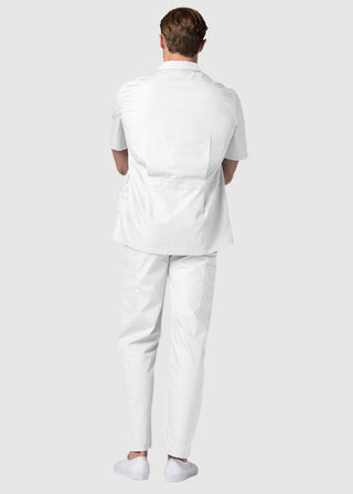 Adar Men Zippered Short Sleeve Multi Pocket Scrub Jacket