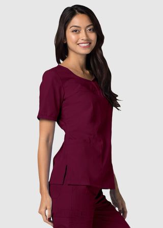 Adar Classic Fit Sweetheart V-Neck Nursing Scrub Top