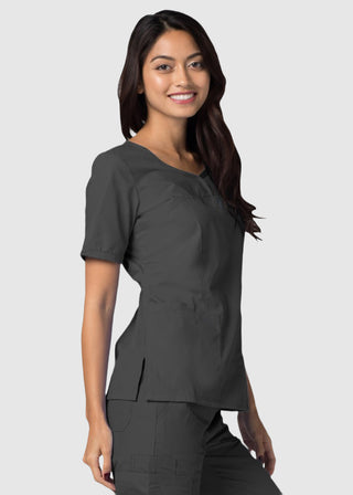 Adar Classic Fit Sweetheart V-Neck Nursing Scrub Top
