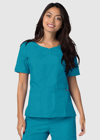 Adar Classic Fit Sweetheart V-Neck Nursing Scrub Top