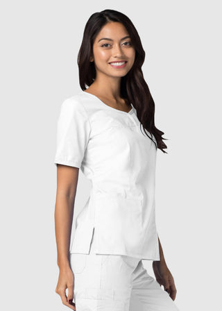 Adar Classic Fit Sweetheart V-Neck Nursing Scrub Top