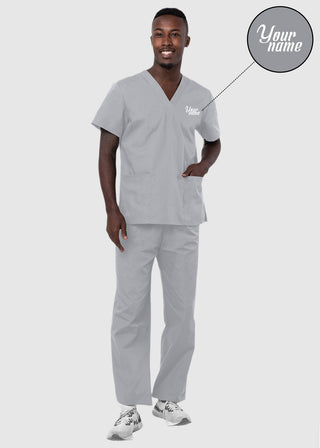 Free Embroidery Unisex Basic Nurse Scrub Set