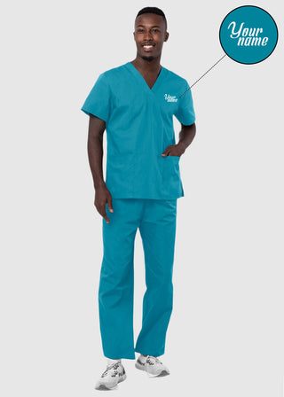 Free Embroidery Unisex Basic Nurse Scrub Set